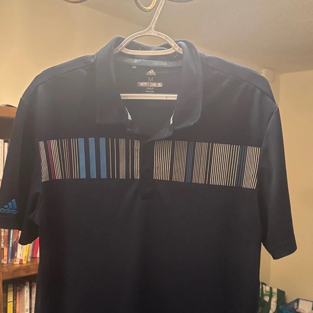 Adidas Men's Striped Navy Polo Shirt